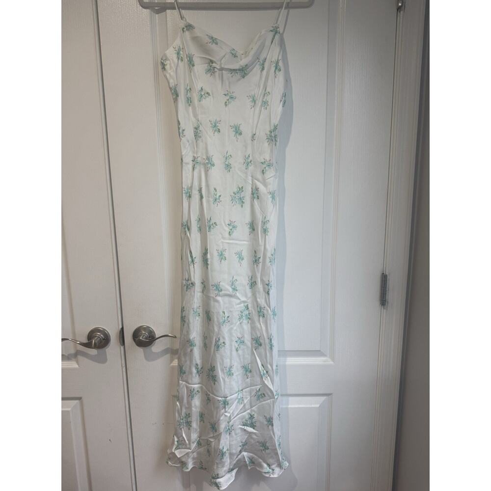 NWT French Connection Anna Fleur Floral Cowl Neck Satin Maxi Slip Dress Size 6 - Picture 3 of 13